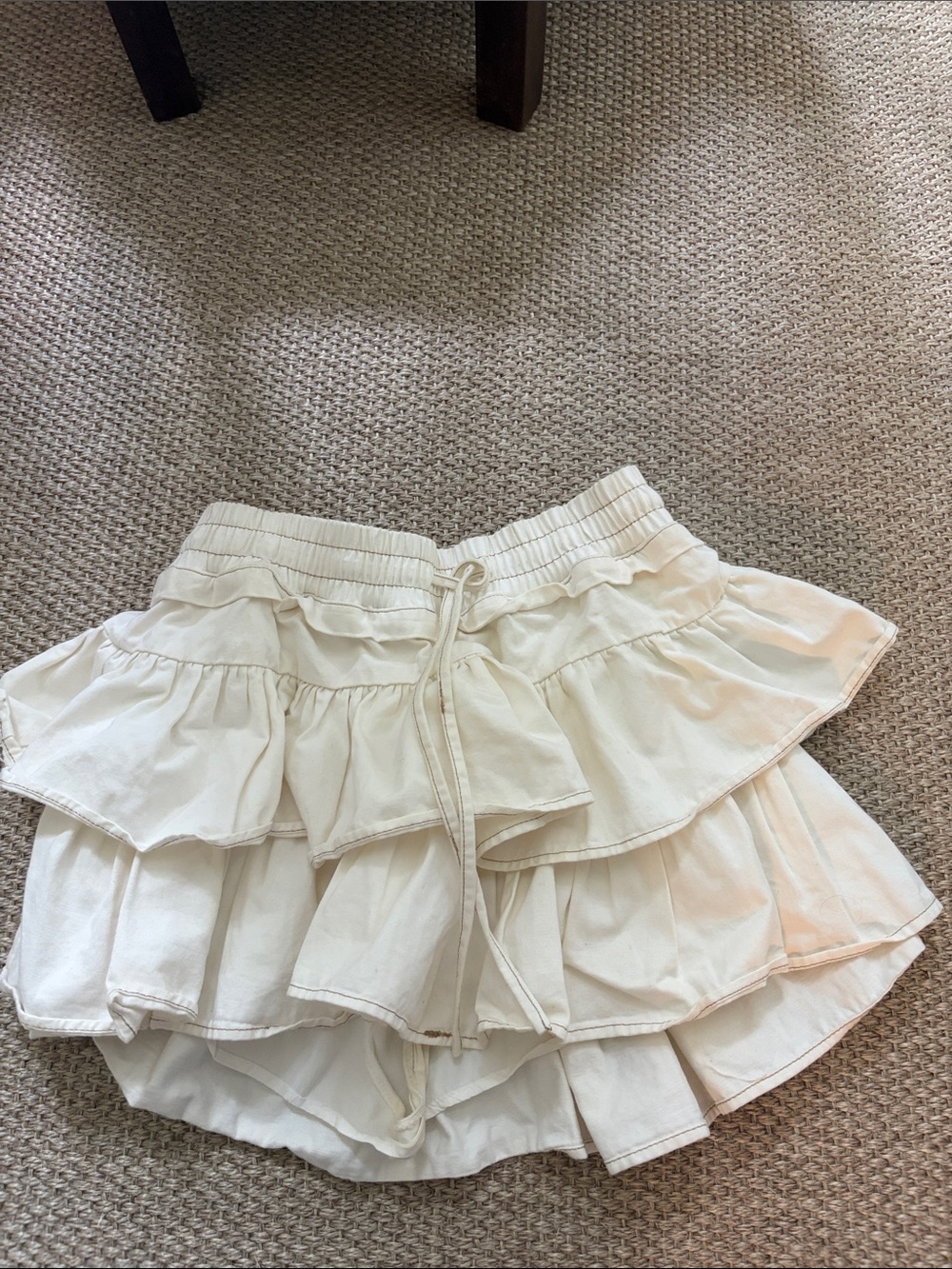 day + moon Cream Tiered Ruffle Mini Skirt